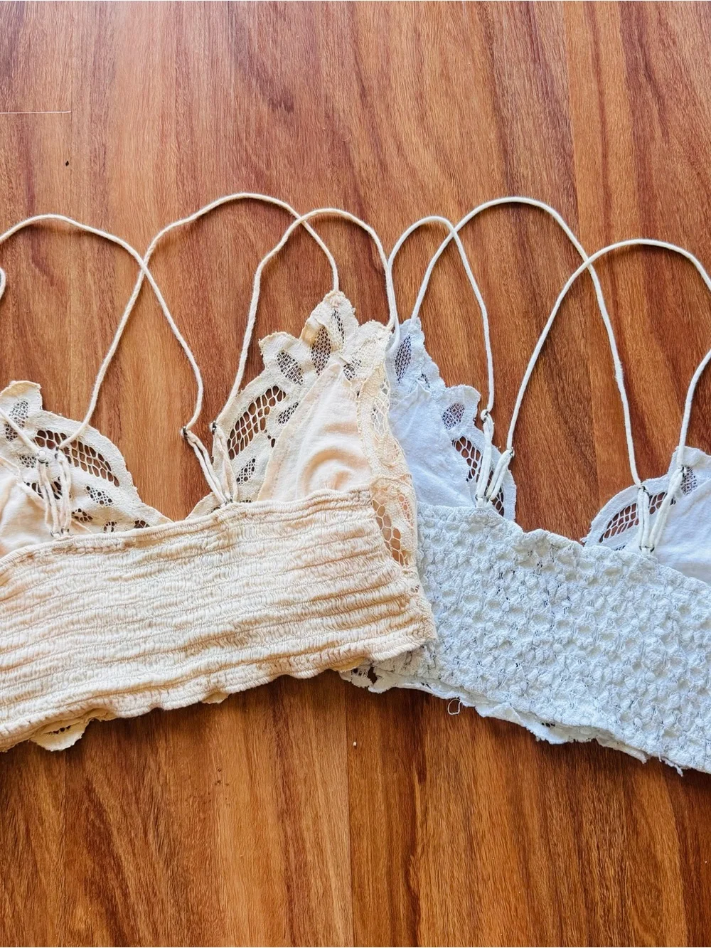 Free People White & Beige Adele Bralette Bundle - Med